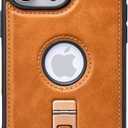 for iPhone 16 Pro Max Case Leather with Stand, Strong Magnetic Fits for MagSafe (Brown, iPhone 16 Pro Max)