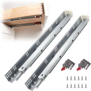 10 Pairs 21 Inch Undermount Drawer Slides, Self Soft Close Full Extension Drawer Rails Concealed Drawer Runners Adjustable Locking Devices Mounting Brackets Screws Included