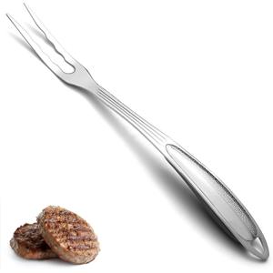 Meat Fork, Heavy Duty Stainless Steel Carving Cooking Fork, Grill Serving Fork for Slicing & Serving Roasts, Turkey, BBQ  Comfortable Non-Slip Grip, Kitchen & Grill Essential