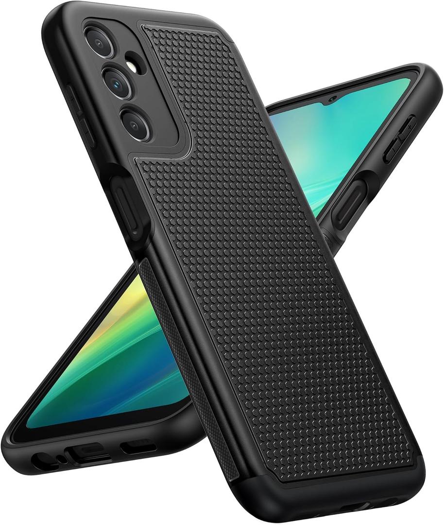 FNTCASE for Samsung Galaxy A14 5G Case: Dual Layer Protective Heavy Duty Cell Phone Cover Shockproof Rugged with Non Slip Textured Back - Military Protection Bumper Tough - 2023, 6.6inch (Matte Black)