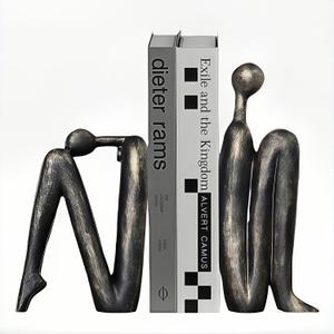 Book Ends for Shelves, Artistic Resin Sculpture Book Stoppers, Minimalist Home Office Decorative Gift for Book Lovers & Designers, Perfect for Bookshelf & Desk Organization, Set of 2