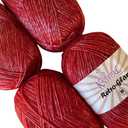 Retro-Glam Metallic Yarn for Crocheting, 1-Pack (1280Yds / 400G), Free Patterns - Sparkle Yarn for Knitting - 3 DK Light Worsted Weight - Metallic Red
