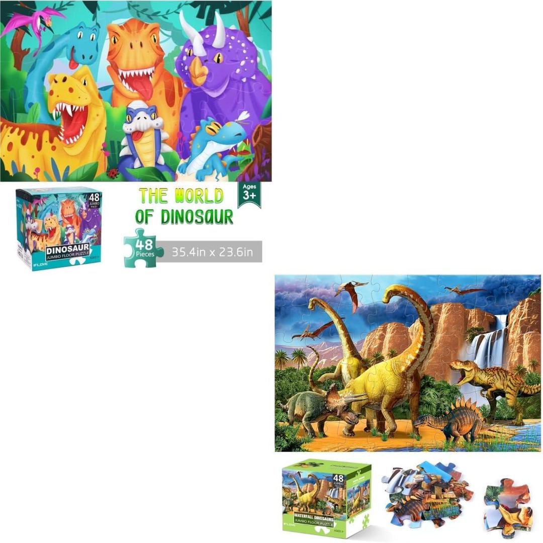 Jumbo Floor Puzzle for Kids,48 Piece Waterfall Dinosaur Large Jigsaw Puzzles, Fun Preschool Educational Toy for Toddlers Ages 3-5,Easter Gift for Boy Girl Ages 4-8