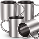 Cunhill 4 Set 13.5oz/400ml Stainless Steel Coffee Mug with Handle Metal Double Walled Cups Camping Mug Dishwasher Safe Tea Cups for Home Camping Travel Outdoors RV Keep Drinks Hot