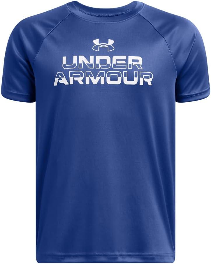 Under Armour Boys Tech Split Wordmark Short Sleeve T Shirt (Large)