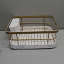 Gold Dish Racking Rack for Kitchen Counter, Carbon Steel Space-Saving Design with Removable Drip Tray & Cutlery Holder, Efficient Drainer for Daily Use, Durable and Stylish in Golden Finish