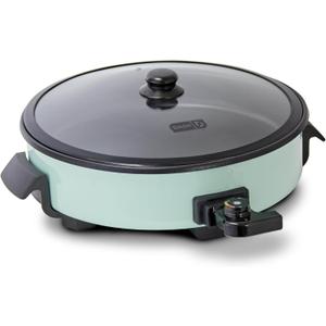 Dash Family Size Skillet - Electric Skillet for Multi-Purpose Cooking - Nonstick Cooking Surface - Tempered Glass Lid & Cool-Touch Handles - 6-Quart Capacity, Makes 24 Cups - 14", Aqua