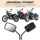 Universal Motorcycle Mirrors - M10 Black Rectangle Handlebar Rearview Mirrors Compatible with Honda Shadow MSX125 Kawasaki Vulcan Z900 Suzuki SV650 Volusia