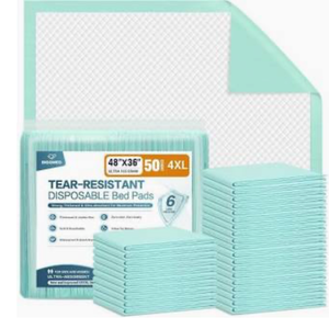 BIGGMED Tear-Resistant Disposable Bed Pads 36" x 36" 50 Count Super Absorbent Underpads, Chux Thicker Extra Large Incontinence Bed Pads, Pee Pads for Adults, Kids, Elderly, Pets
