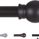 Curtain Rods for Windows 48 to 84-92 inches, 5/8" Matte Black Curtain Rods, Stainless Steel Small Curtain Rods for Bedroom, Living Room, Kitchen, Farmhouse, Outdoor Curtain Rod Black (30"-92")