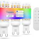 I-SHUNFA Smart G9 RGBCW LED Bulbs, App & Remote Control, AC 120V, 2700K-6500K + 16M Colors, Dimmable 1%-100%, 4W 400LM, Music Sync, Timer (3 Pack with Remote)