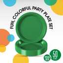 Exquisite Party Solids Sturdy Green Plastic Plates 10" Party Plates 50 Pcs