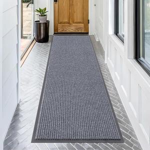 OLANLY Front Door Mat Indoor Outdoor Entrance, Waterproof Heavy Duty Doormat, Fade Resistant, Low Profile, Easy Clean Patio Porch Welcome Floor Mats for Entry, 71x23, Light Gray