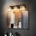 Modern Bathroom Vanity Light 3-Lights Black Gold Crystal Bathroom Wall Light Vanity Light Fixtures20.47-inch Modern Minimalist Design