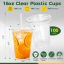 Charmount 100 Sets 16 oz Plastic Cups with Lids and Straws, Clear Disposable Cups for Dirty Soda, Iced Coffee & Smoothies, Plastic Bar Supplies for Cold Drinks