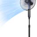 PELONIS 16" Oscillating Pedestal Stand Up Fan | Adjustable Height | Ultra Quiet DC Motor | Remote Control | 12 Speed | 12-Hour Timer | High Energy Efficiency | for Bedroom Home Office Use | Black