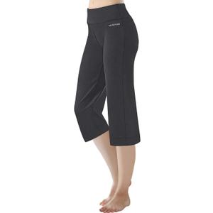 HISKYWIN 17"/23"/27"/29"/31"/33"/35" Inseam Capri/Petite/Regular/Tall Length Women's Straight Leg Yoga Pants Zip Pocket (Black, S)