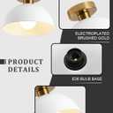 3-Pack Industrial Semi Flush Mount Ceiling Light with Gold Plate and White Shade, Farmhouse Ceiling Light Fixture for Kitchen Island Dining Room Foyer Hallway Porch Barn Loft10in
