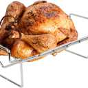Stainless Steel Turkey Roasting V Rack 14.2x10x4.7 inch, Rib Racks for Smoking and Grilling, Turkey Roaster Racks for Big Green Egg, Dishwasher Safe