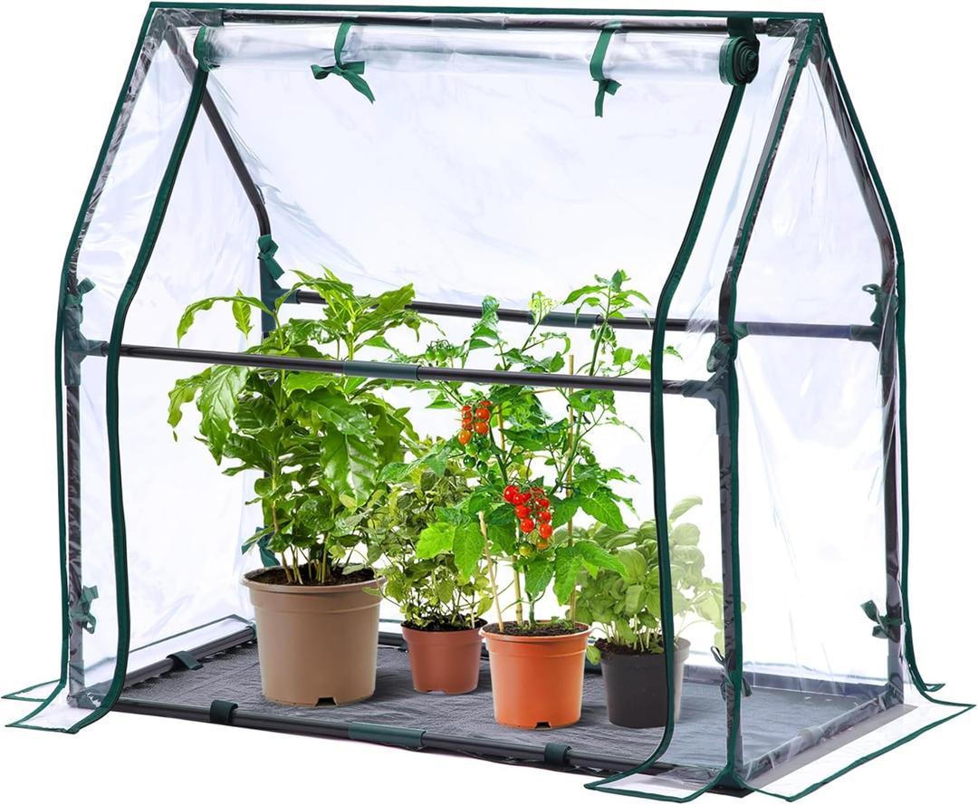 Mini Greenhouse for Indoor Outdoor: Ohuhu Tabletop Portable Green House with Waterproof Pad for Small Plants Nursery Germination, 36"x18"x33" Heavy-Duty Cover Tent Humidity Dome Seedling Accessory (Clear)