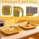 8.62 Inch Gold Paper Plates, Disposable Paper Dessert Plates, 30 Pcs Gold Square Appetizer Plates for Birthday Wedding Anniversary Party Supplies