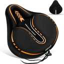 MSDADA New Large Gel Bike Seat Cover, Extra Soft Bike Seat Cushion for Men Women Comfort Wide, Fits Indoor/Outdoor/Exercise Bikes (11.22 inch x 10.03 inch) (Orange)