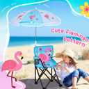 Outdoor Toddler Camping Chair with Umbrella Foldable Beach Chairs with Safety Lock for Kids Waterproof Lawn Kids Folding Chair for Outside Beach Travel(Flamingo)