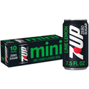 7UP Zero Sugar Lemon Lime Soda, 7.5 fl oz Mini Cans, 10 pack BB 11/1/26