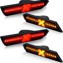 D-Lumina LED Side Marker Lights Amber & Red Compatible for Chevy Camaro 2010 2011 2012 2013 2014 2015, X-Style Patent Pending Smoked Lens Front Rear Bumper Sidemarker Lamps Reflectors, Pack of 4