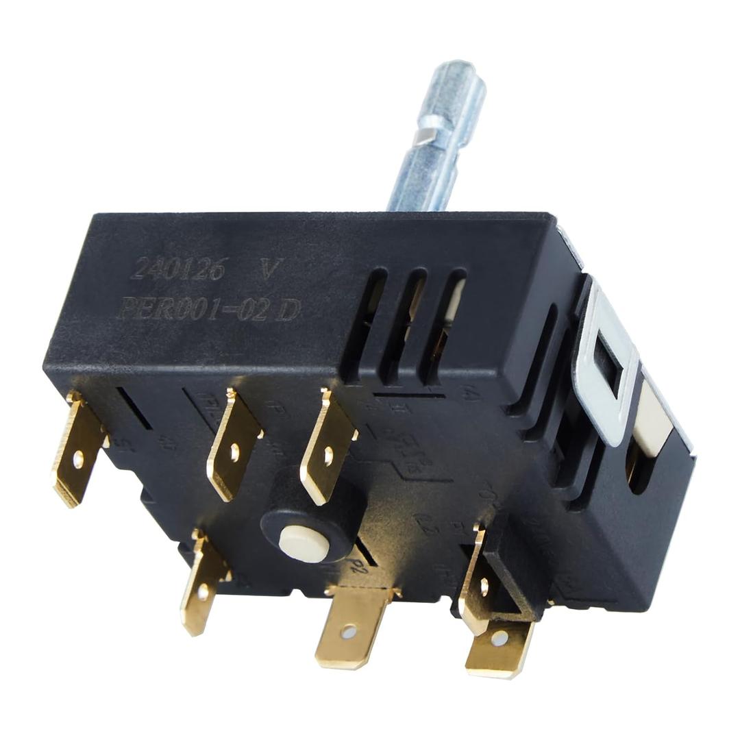 DG44-01006A Dual Burner Infinite Switch - Compatible with Samsung Range/Oven Surface Element Control, Fits Samsung NE59J7630SS NE58K9850WS NE59R6631ST (Replacement Part) PER001-02T