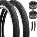 Kids Bike Tires and Tubes Set: 2-Pack 16x1.95/20x2.125 Inch Folding Bicycle Tires, Puncture-Protection Inner Tubes Schrader Valve with Tire Levers for BMX MTB
