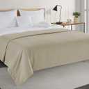 LANE LINEN Cotton Queen Size Blanket - Lightweight, Soft, Comfortable Large Blanket with Cooling and Breathable Design for Guest Room, Camping, and Outdoor Travel - Taupe