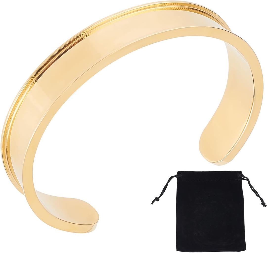 UNICRAFTALE 1pc Cuff Bracelet Blank Grooved Bangles Adjustable Empty Open Bangles for Inlay 50-60mm for Jewelry Making Supplies DIY Gemstone Inlay Crafts Stainless Steel Hair Tie Bracelet