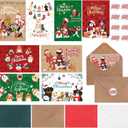 64 Sets Christmas Dog Happy Holidays Cards with Envelopes Dog Greeting Cards with Stickers Bulk Red Green Dogs Blank Note Cards with Envelopes Matching Seal Stickers for Winter Holiday Xmas