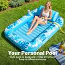 SLOOSH Inflatable Tanning Pool Lounger Float, 70" x 46" Pool Floats Adult with Pillow, 4 in 1 Suntan Tub Raft Floatie,Sunbathing Bed Lounge for Water Blow Up Kids Ball Pit Party Gifts, L-Blue