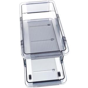 Zerodeko Double Tier Rolling Soda Can Organizer for Refrigerator Transparent Beverage Dispenser Stackable Canned Drink Holder for Kitchen Bar and Pantry Storage