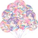 12Pcs18in Unicorn Round Balloons for Unicorn Birthday Decorations