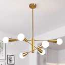 KAISITE Sputnik Chandelier Modern Gold Chandelier 6Light E26 Mid Century Ceiling Light Fixture Height Adjustable Hanging Pendant Lighting for Dining Room Kitchen Island Bedroom Office