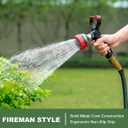 FANHAO Fireman Style Garden Hose Nozzle, Heavy Duty All-Metal Fire Water Nozzle with 9 Spray Patterns, High Power Hose Sprayer Nozzle with Lever Control for Car Washing, Garden & Pets Showering