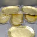 AVLA 6 Pack Plastic Serving Tray, Gold Serving Platter Set, Reusable Party Snack Serving Tray, Decorative Food Appetizer Platters for Dessert Table, Cupcake, Charcuterie, Cookies, 14" x 8.5"