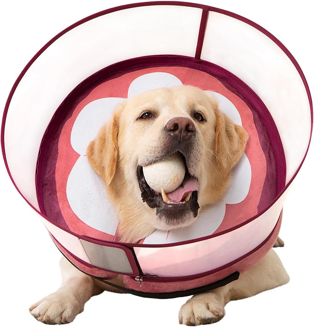 Inflatable Dog Cone Collar for Large Medium Small Dogs, Soft Dog Donut Collar Adjustable Recovery Cone for Pets After Surgery, Extra Enhanced Anti-Licking Guard Shield (Mangosteen, X-Large)