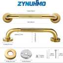Grab Bars for Shower, Zynuhmo 2 Pack 12 Inch Anti Slip Stainless Steel Bathroom Safety Shower Grab Bar Handrails for Handicap Injury Pregnant Senior Assist Shower Handles(Titanium Gold, 1" Diameter)