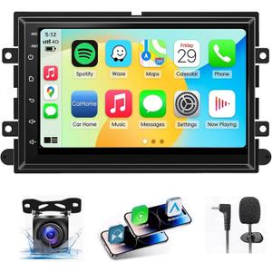 [4+64G] Android 13 Car Stereo with Wireless Carplay & Android Auto for Ford F150 F250 F350 E-250 E-350 Escape Focus Touchscreen Radio Upgrade with AHD Camera,GPS Navigation,SWC,WiFi,FM,Bluetooth