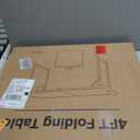 Folding Table 4 Foot Portable Heavy Duty Plastic Fold-in-Half Utility Table Small Indoor Outdoor Adjustable Height Folding with Carrying Handle, Camping and Party,White