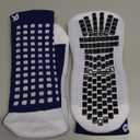 Lux Dual Grip Socks - Soccer Grip Socks for Men and Women. GripArray Performance & Comfort (Large, Navy Blue)