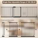 WAOWAO Baby Gate 100-109.42" Extra Wide Pressure Mounted Walk Through Swing Auto Close Safety Black Metal Toddler Kids Child Dog Pet Puppy for Stairs,Doorways,Kitchen