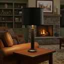 Aspen Creative 31099 Transitional Hardback Drum (Cylinder) Shaped Spider Construction Lamp Shade in Black with Gold inside Washi Paper, 16" wide (16" x 16" x 12")
