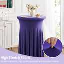 Qubjus 2 Pack Cocktail Tablecloths Stretch Table Skirt - 32x43 inch Bar High Top Stylish and Elegant Cocktail Table Covers for Parties, Weddings, Holidays - Purple