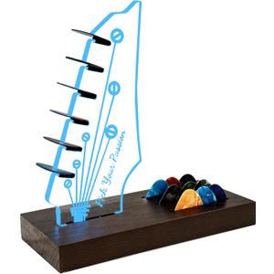 NZNDB Light Up Guitar Pick Holder, Wooden Guitar Pick Holder for Picks Storage and Display, Music Gift for Men Guitar Music Lovers Players Guitarist, Guitar Accessories