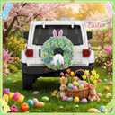 Knitgrip Easter Bunny Butt Wreath DIY Kit Spring Easter Tinsel Garland with LED String Lights Bunny Butt and Ears Wreath Attachment for Craft Front Door Car Spare Tire DIY Outdoor Decoration